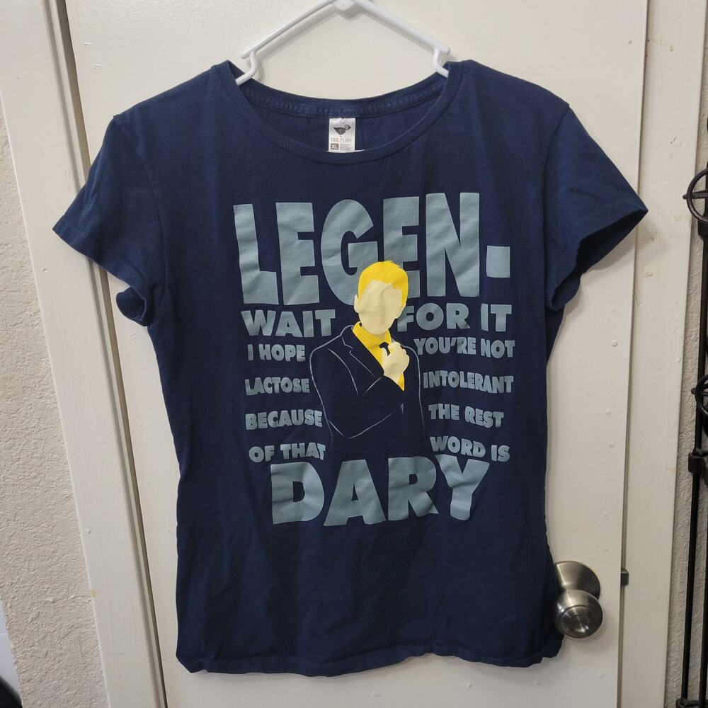 How I Met Your Mother TeeFury T-Shirt Womens XL Navy Blue Legen-wait for it-dary